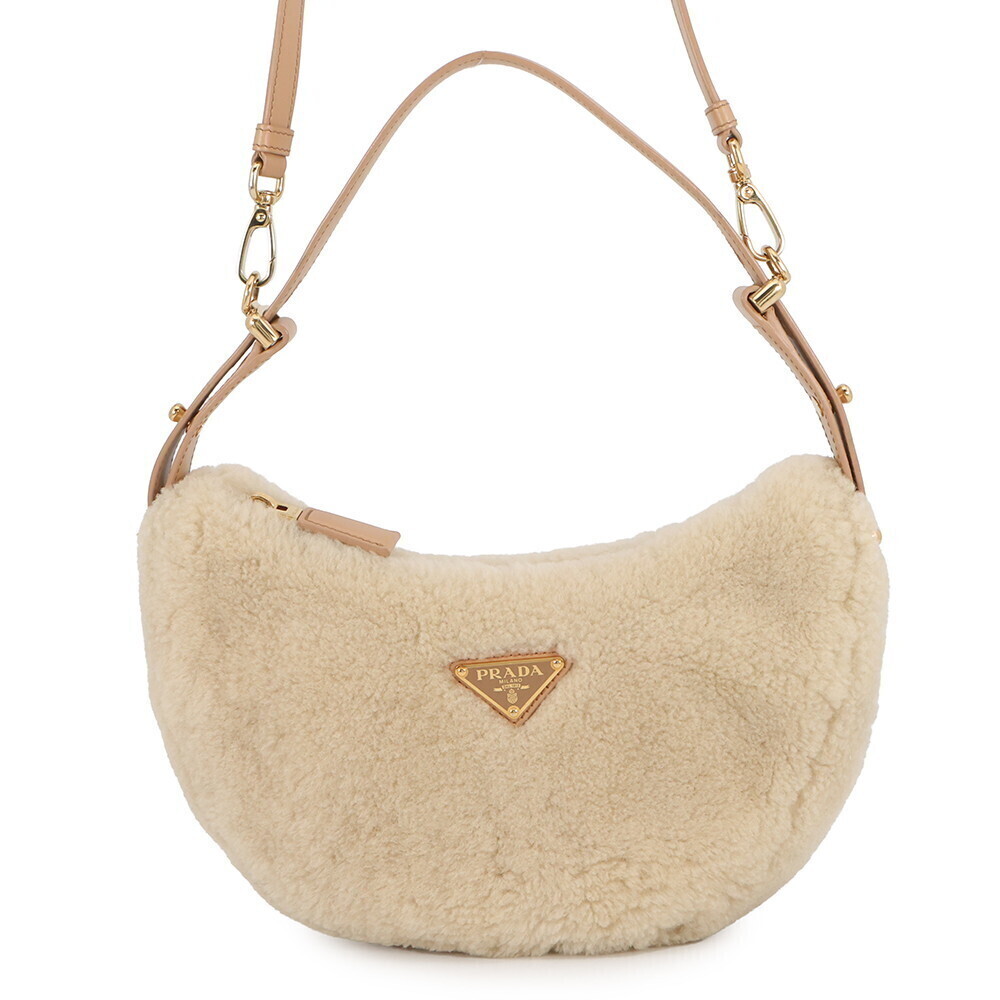 Prada Arche Shearling Leather Handbag